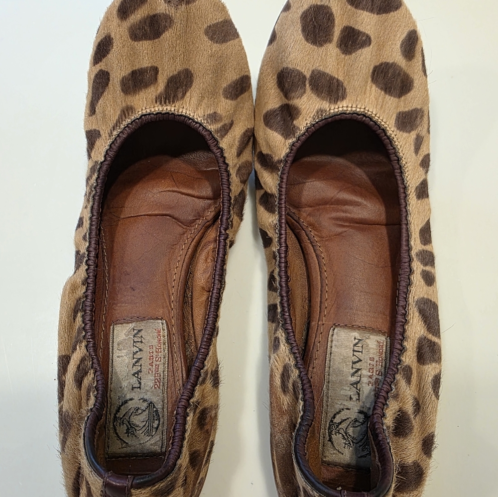 Lanvin Animal Print Flats in Brown and Black